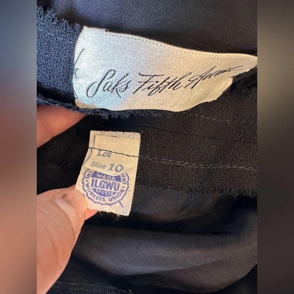 Vintage Millie Parnis Wool Blend Ruffle Bow Long Sleeve Dress size 10 Black - Picture 5 of 5